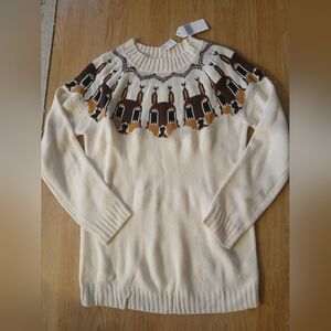 Cream Patterned Women's Squirrel  Sweater